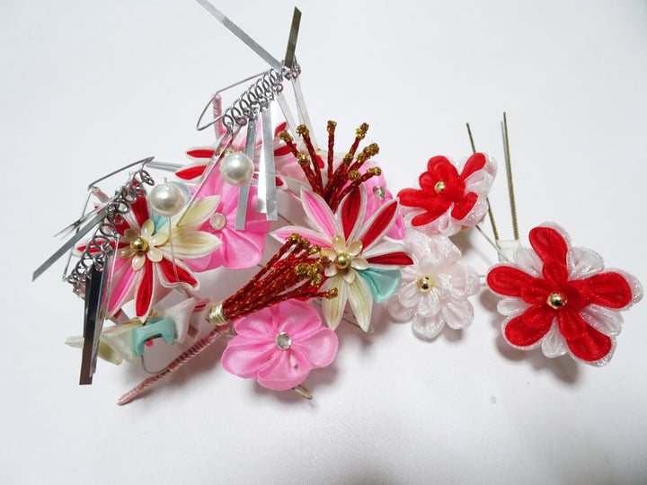 Japanese Vintage Tsumami Zaiku Girl's Kanzashi Sets 15162