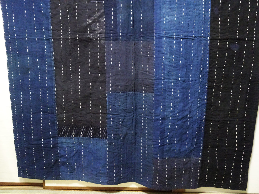 Japanese Antique Cotton Boro Ranru Sashiko kasuri Indigo dye Fabric 13630