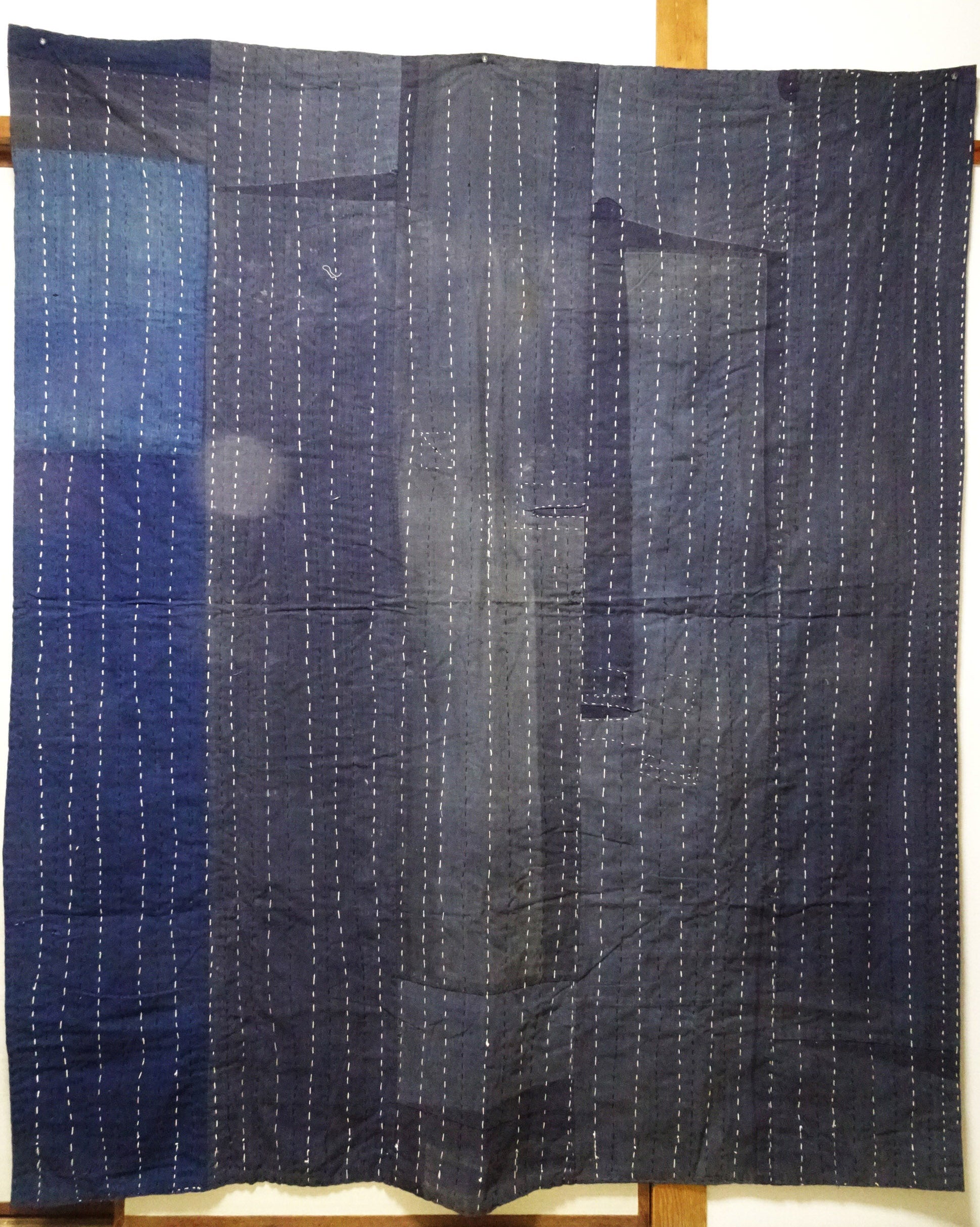 Japanese Antique Cotton Boro Ranru Sashiko kasuri Indigo dye Fabric 13630