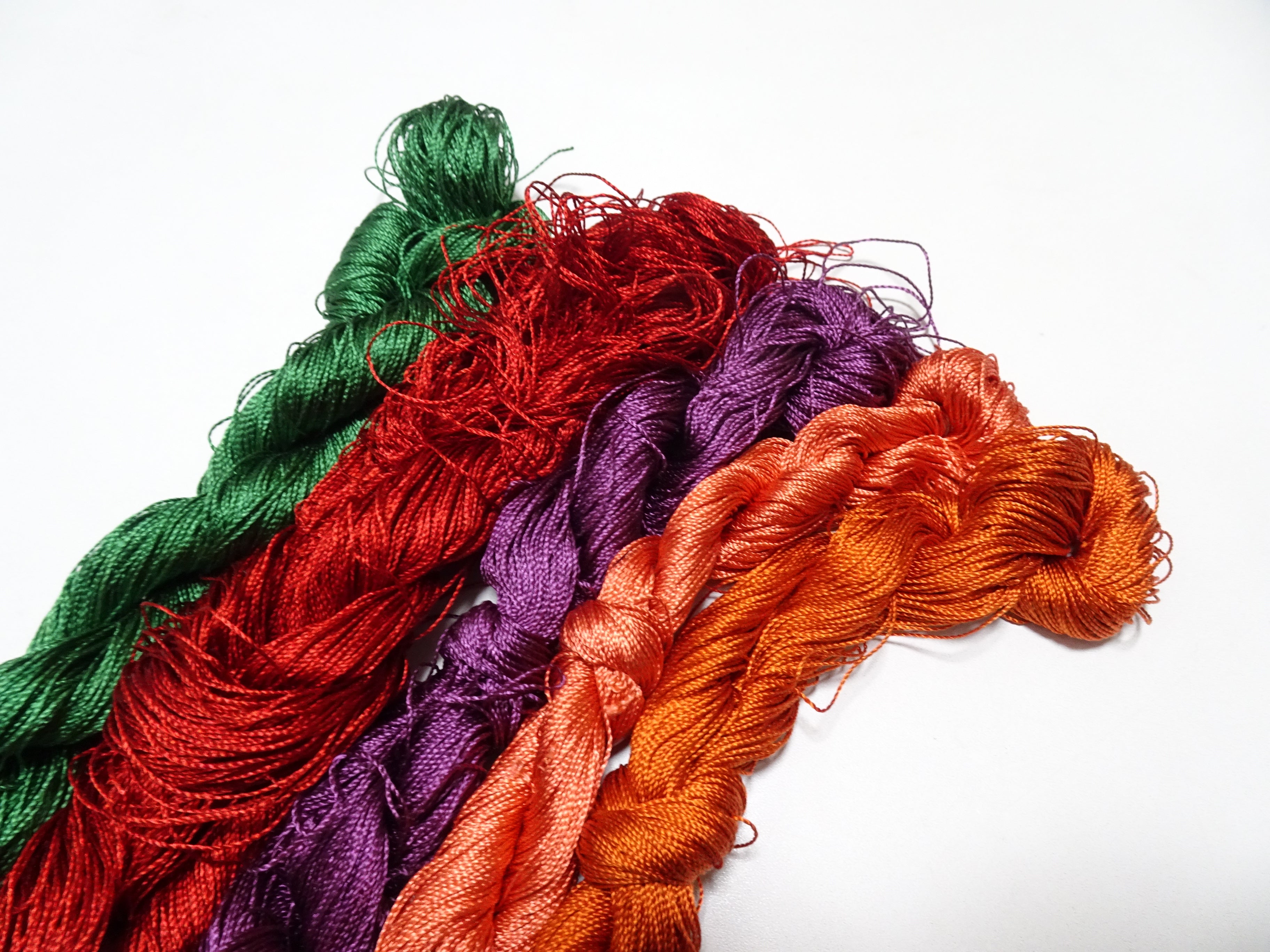 Japanese Vintage Strong Twisted Silk Thread 5sets Embroidery & Weaving 16154