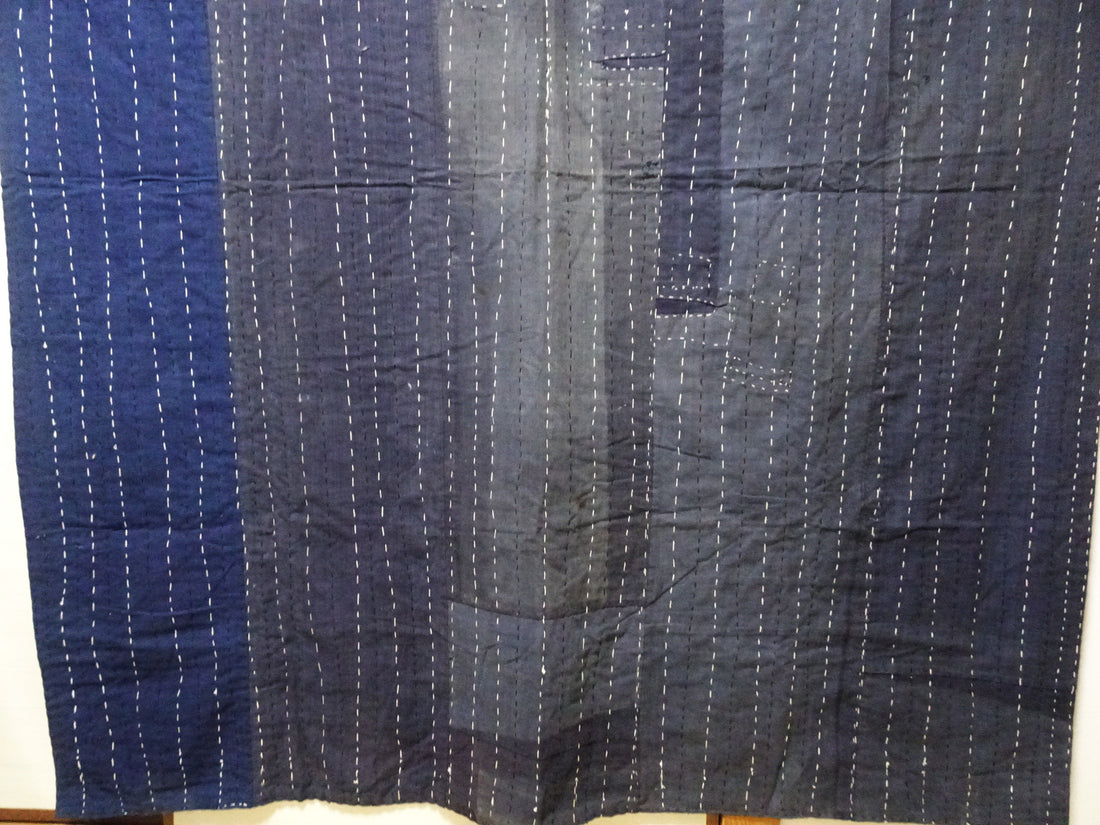 Japanese Antique Cotton Boro Ranru Sashiko kasuri Indigo dye Fabric 13630
