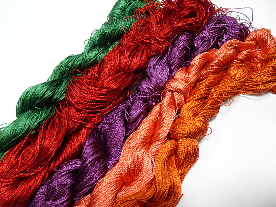 Japanese Vintage Strong Twisted Silk Thread 5sets Embroidery & Weaving 16154