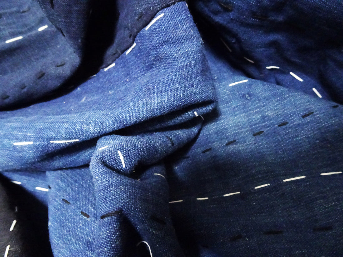 Japanese Antique Cotton Boro Ranru Sashiko kasuri Indigo dye Fabric 13630
