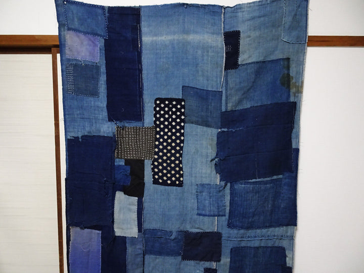 Japanese Antique Cotton Boro Ranru Sashiko kasuri Indigo dye Fabric 13631