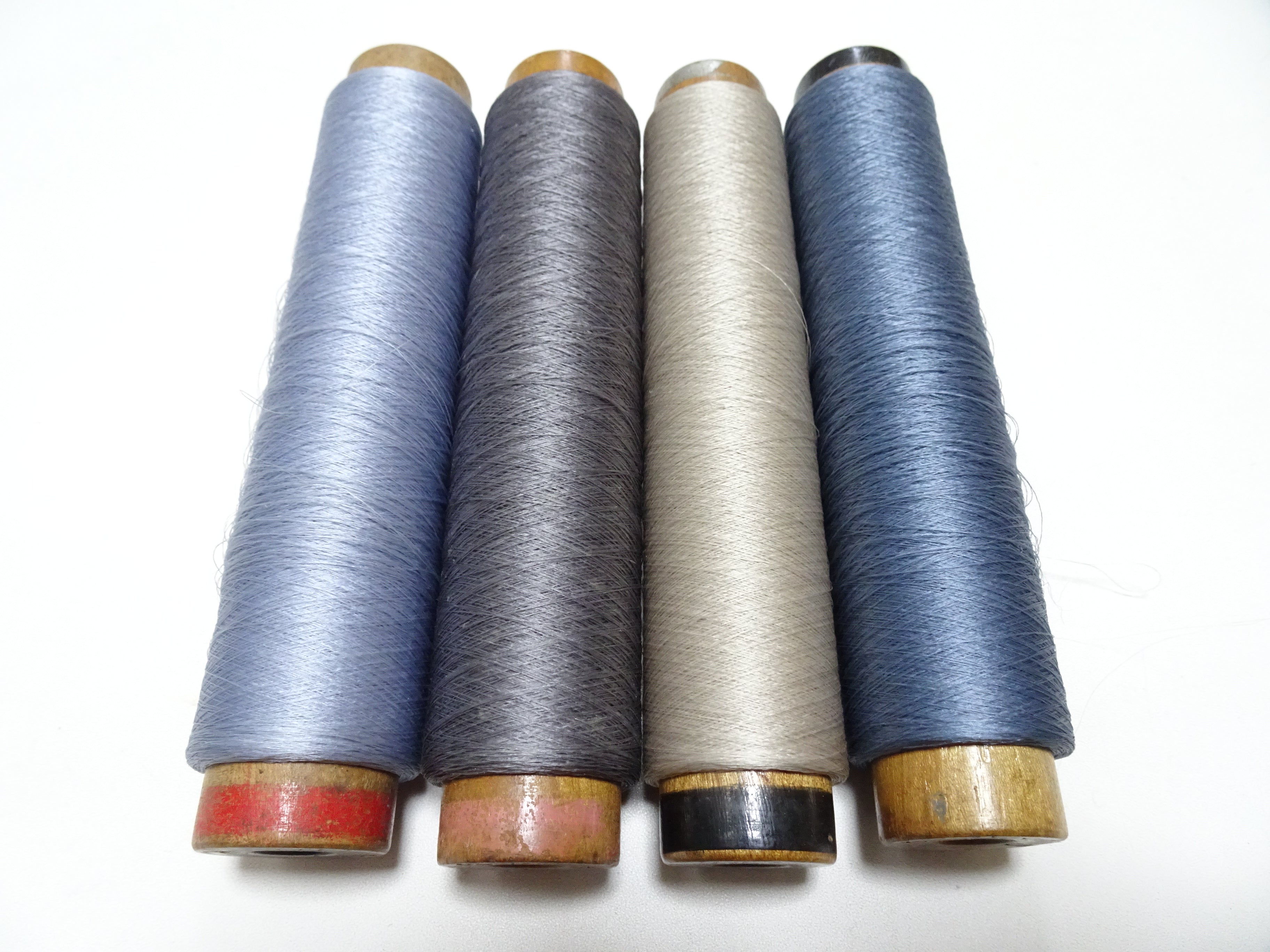 Japanese Vintage Silk Thread & Woodn Spool 4sets Embroidery 18753