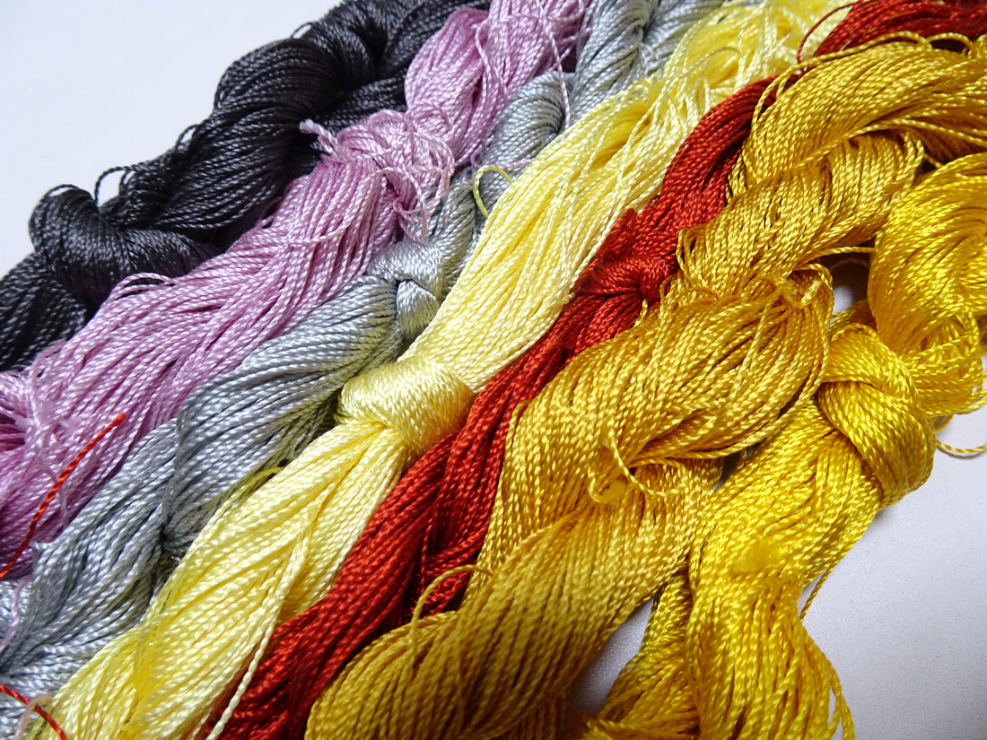Japanese Vintage Strong Twisted Silk Thread 7sets Embroidery & Weaving 16155
