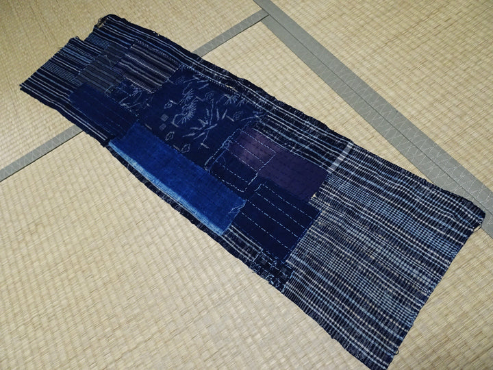 Antique Japanese BORO Textile (Meiji–Taisho Era) – Indigo-Dyed Patchwork with Hand-Stitched Repairs 14014