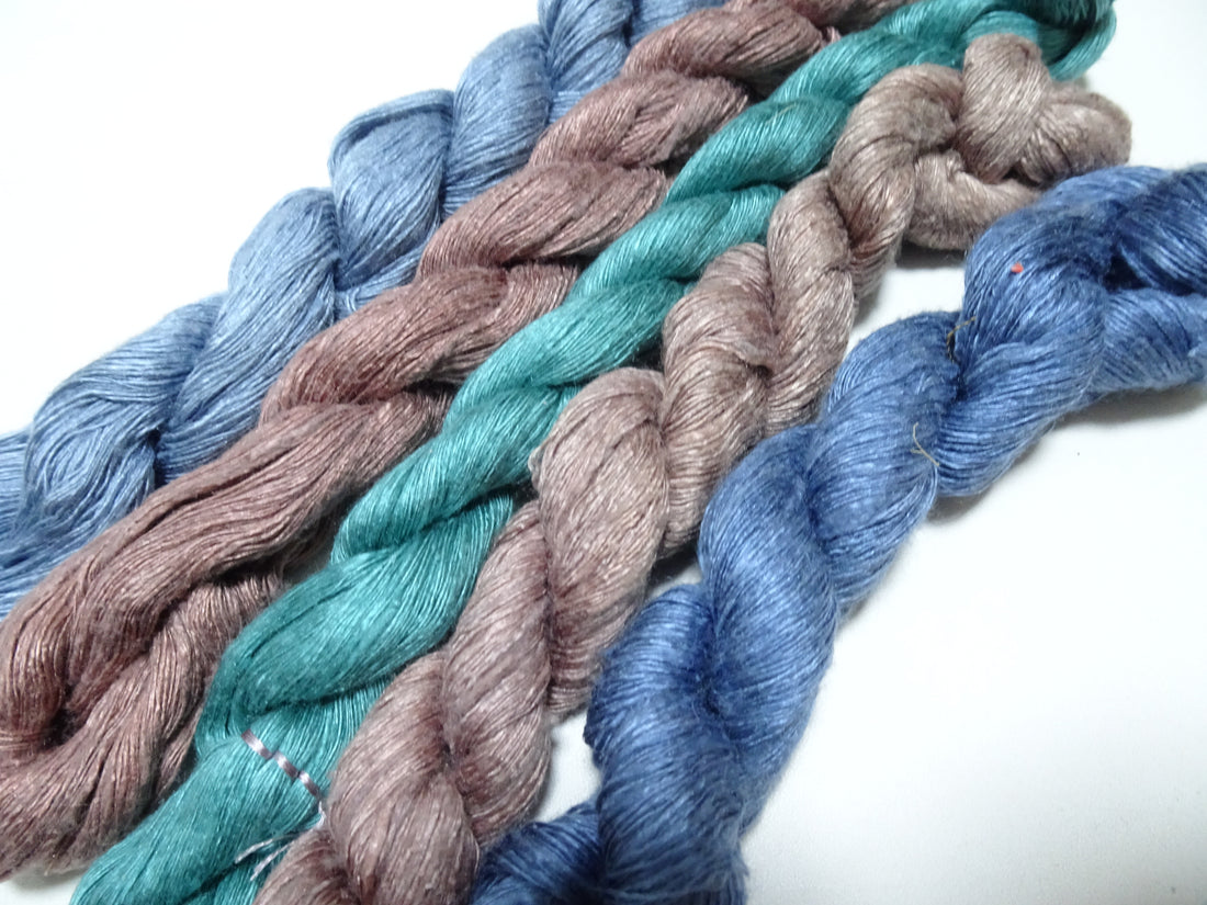 Japanese Vintage Mawata Tsumugi Fine Quality Silk Thread 5sets embroidery & Weave 17080