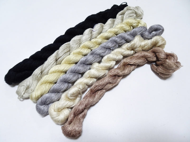 Japanese Vintage Mawata Tsumugi Fine Quality Silk Thread 6sets embroidery & Weave 17083