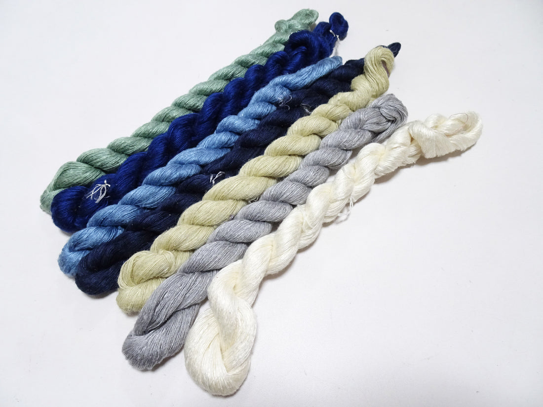 Japanese Vintage Mawata Tsumugi Fine Quality Silk Thread 7sets embroidery & Weave 17085