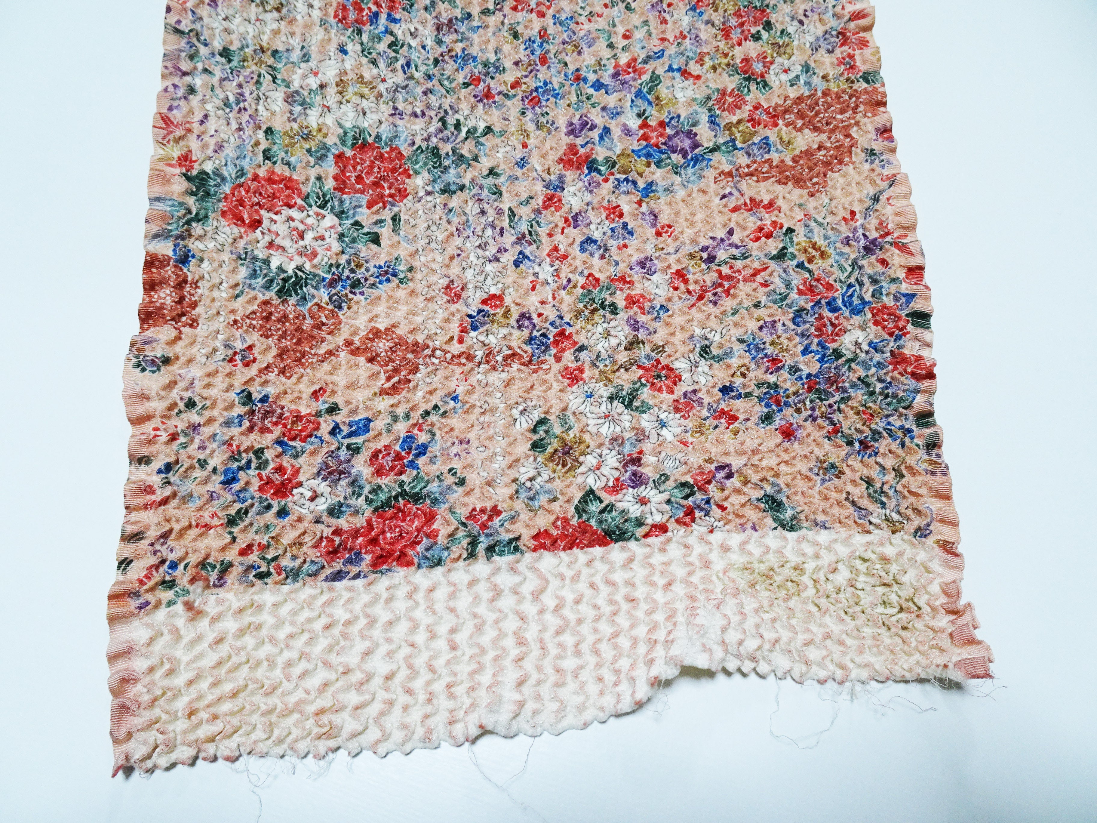 Japanese Hand Full Shibori Kimono Fabric Bolt – Yuzen Dyed All-Over Pattern, Pure Silk  15171  1200cm