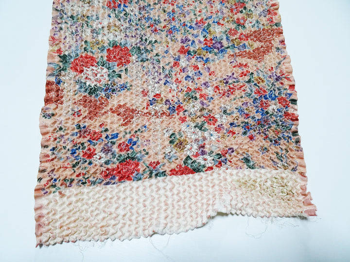 Japanese Hand Full Shibori Kimono Fabric Bolt – Yuzen Dyed All-Over Pattern, Pure Silk  15171  1200cm