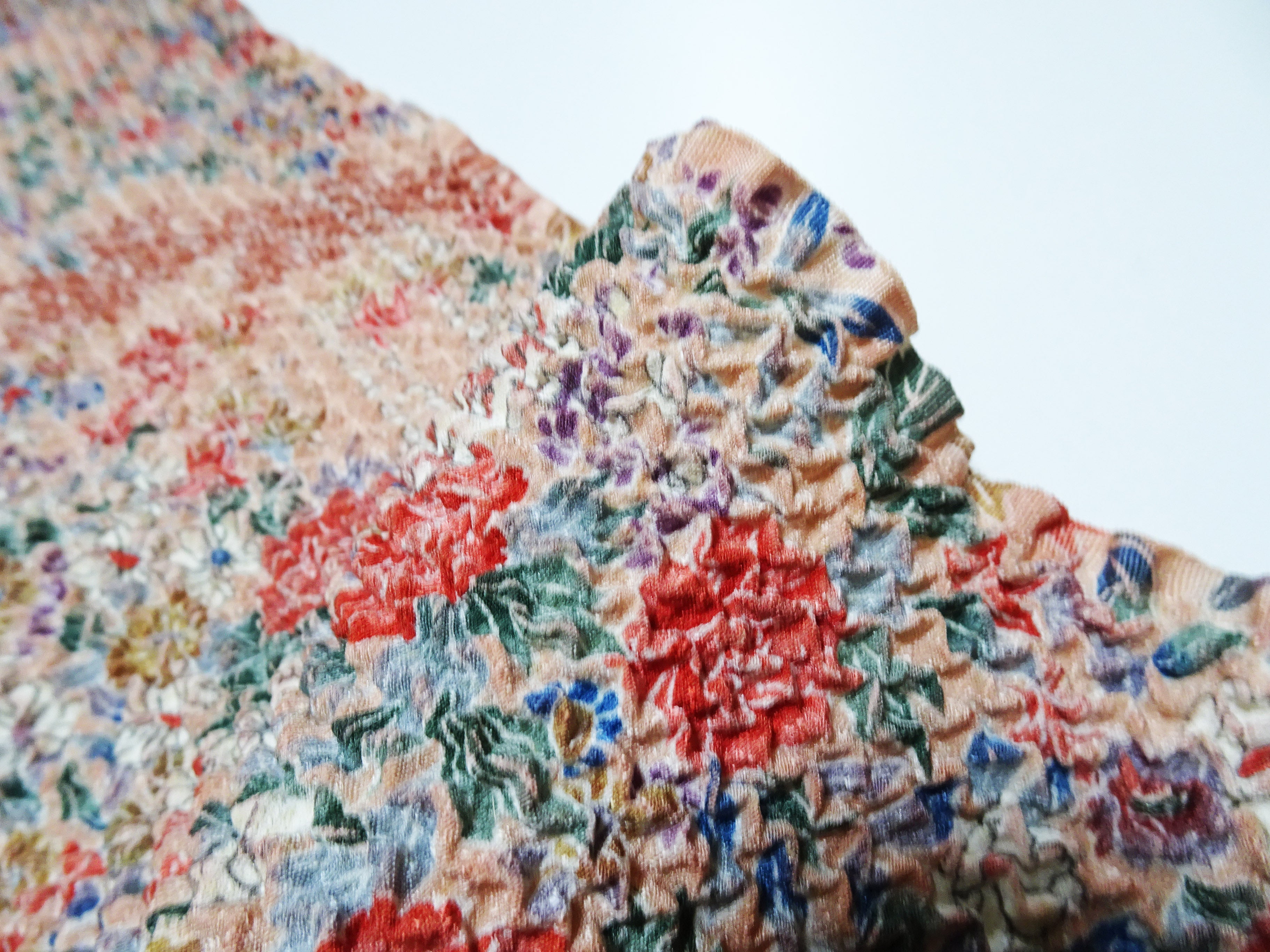 Japanese Hand Full Shibori Kimono Fabric Bolt – Yuzen Dyed All-Over Pattern, Pure Silk  15171  1200cm