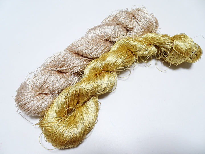 Japanese Vintage High Class Rare Silk Thread 2sets Mixture of Gold embroidery 14672