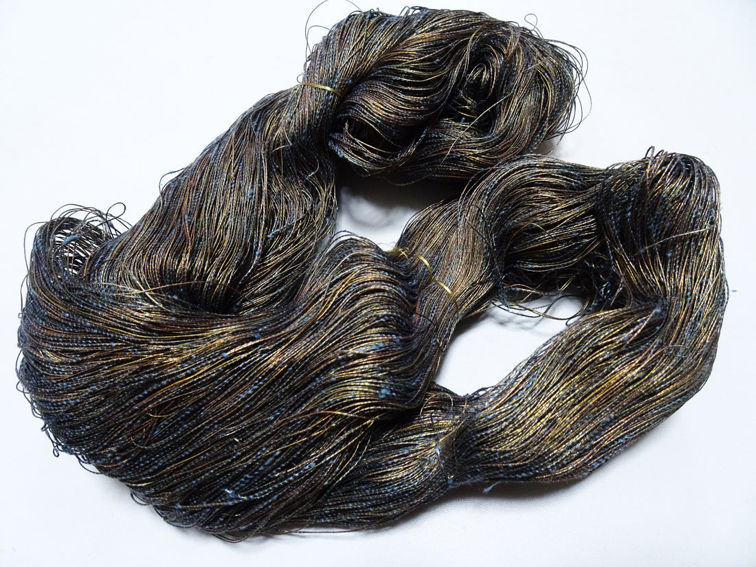 Japanese Vintage Rare Gold Leaf Thread & Tsumugi Silk 19555