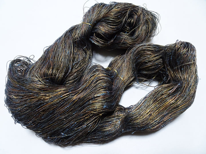 Japanese Vintage Rare Gold Leaf Thread & Tsumugi Silk 19555