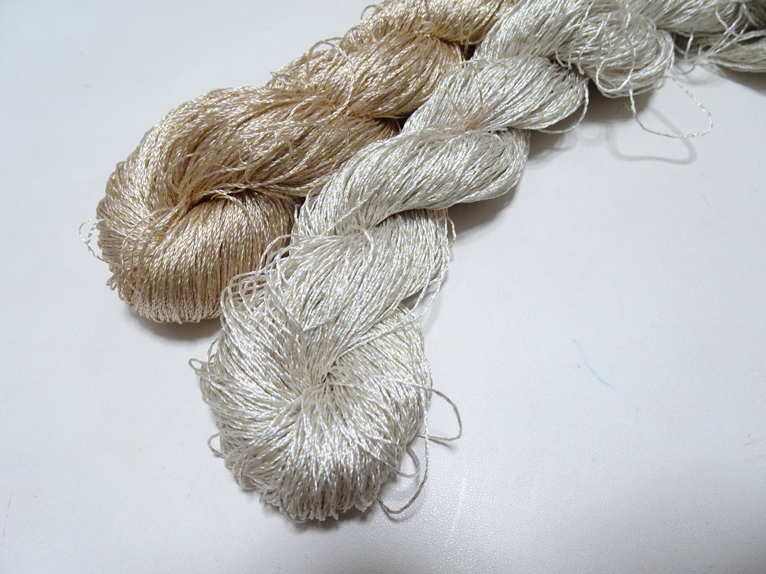 Japanese Vintage High Class Rare Silk Thread 2sets Mixture of Gold embroidery 14673