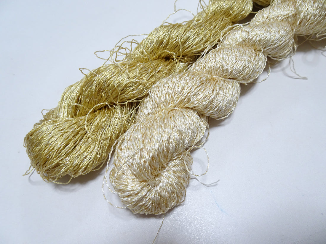 Japanese Vintage High Class Rare Silk Thread 2sets Mixture of Gold embroidery 14674