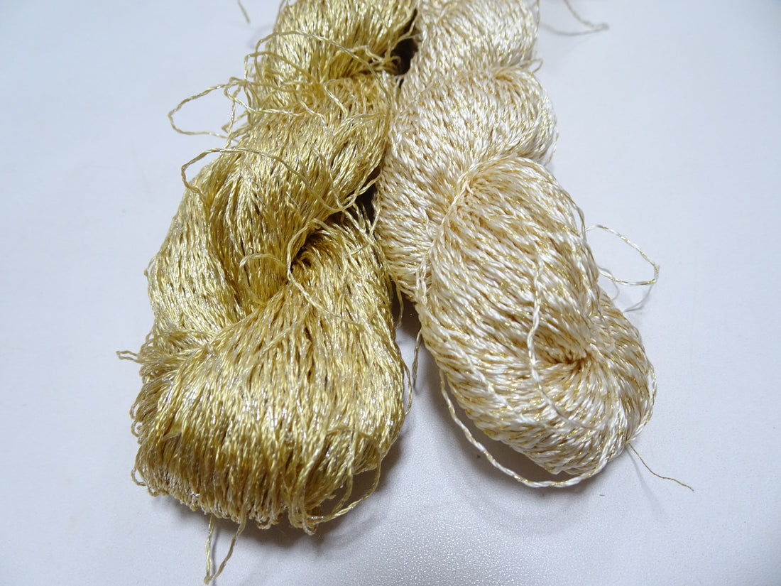 Japanese Vintage High Class Rare Silk Thread 2sets Mixture of Gold embroidery 14674