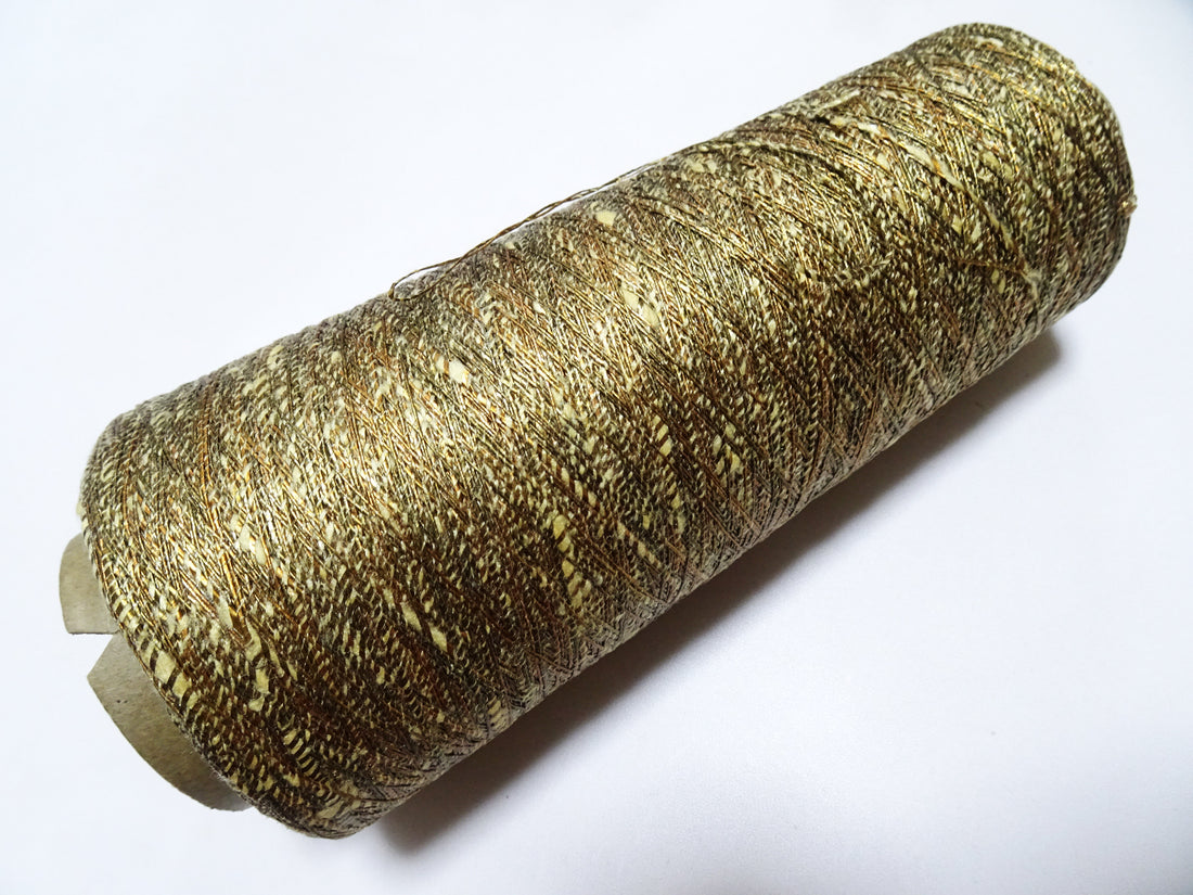 Japanese Vintage Rare Gold Leaf Thread & Tsumugi Silk 19559