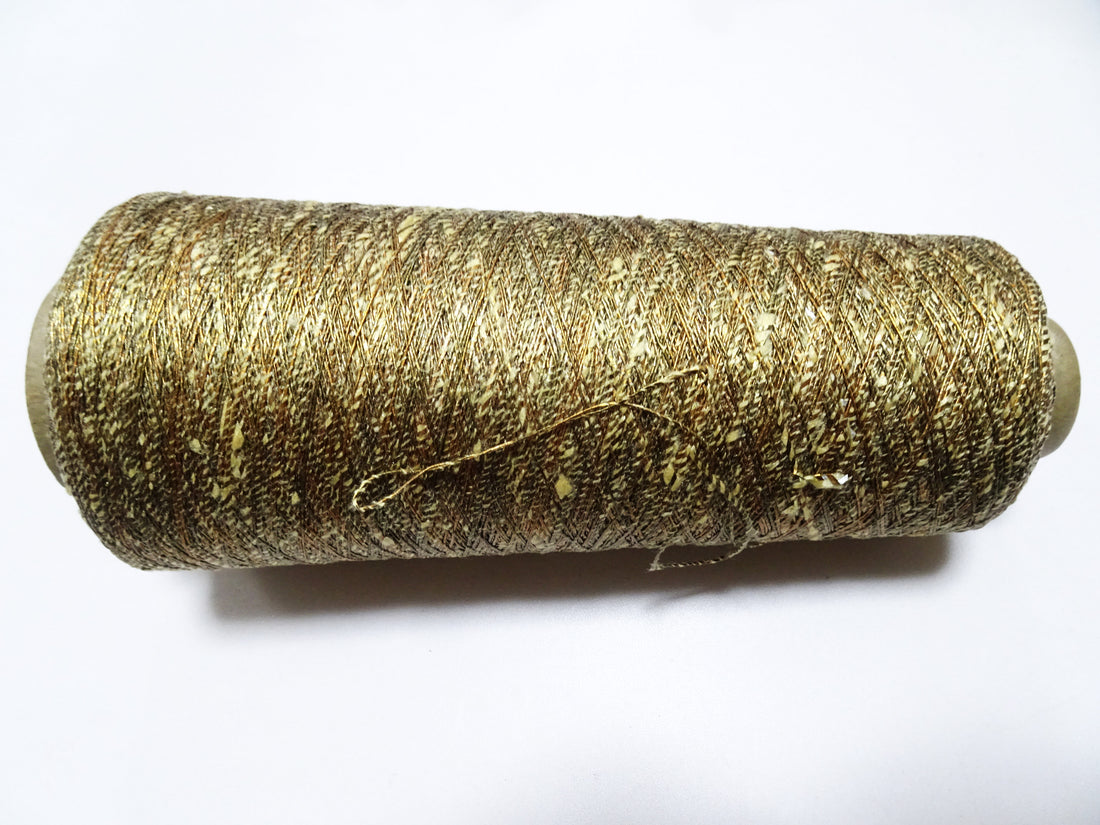 Japanese Vintage Rare Gold Leaf Thread & Tsumugi Silk 19559