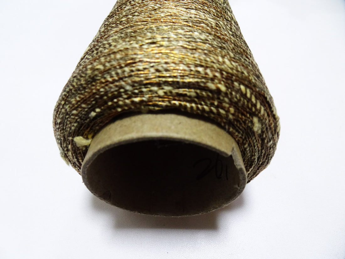 Japanese Vintage Rare Gold Leaf Thread & Tsumugi Silk 19559