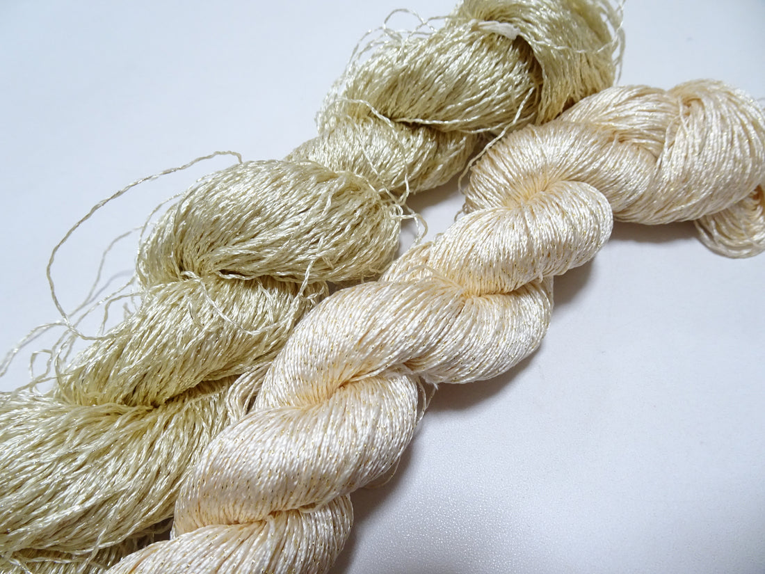 Japanese Vintage High Class Rare Silk Thread 2sets Mixture of Gold embroidery 14676