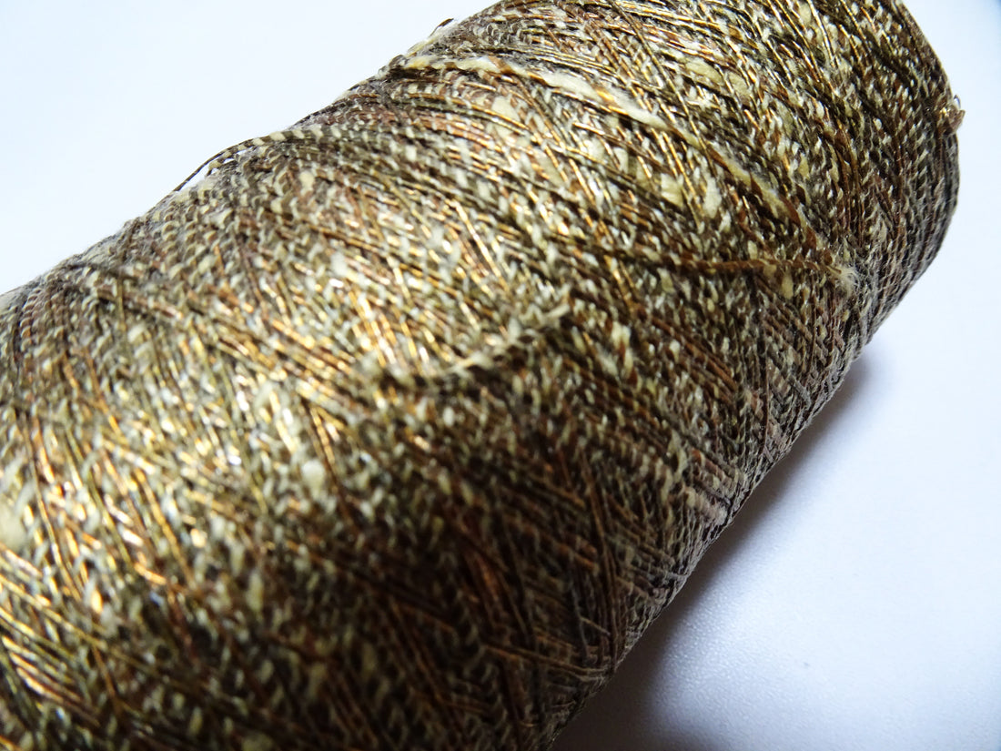 Japanese Vintage Rare Gold Leaf Thread & Tsumugi Silk 19559