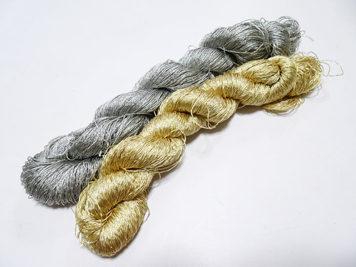 Japanese Vintage High Class Rare Silk Thread 2sets Mixture of Gold embroidery 14677