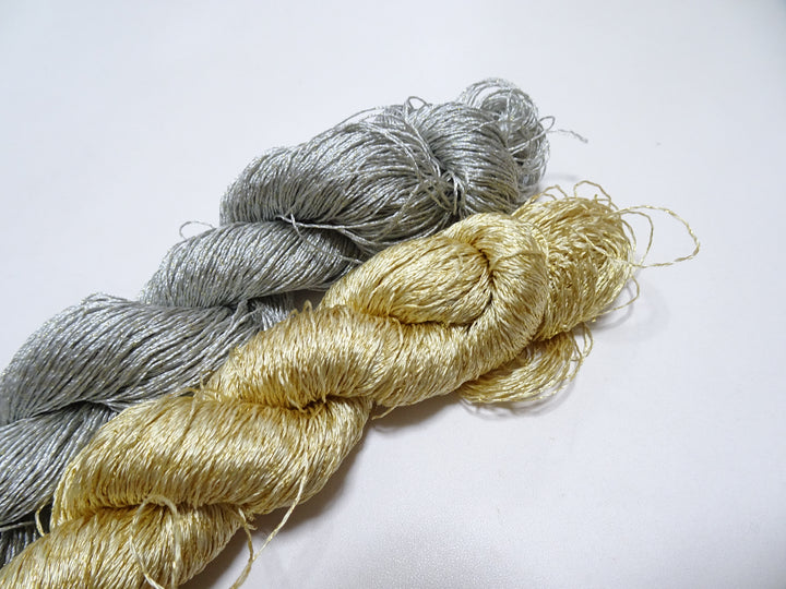 Japanese Vintage High Class Rare Silk Thread 2sets Mixture of Gold embroidery 14677