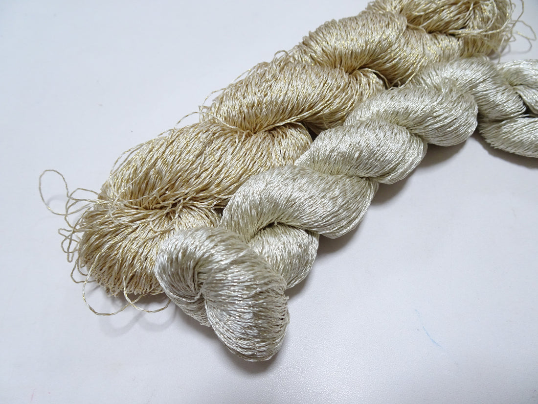 Japanese Vintage High Class Rare Silk Thread 2sets Mixture of Gold embroidery 14679