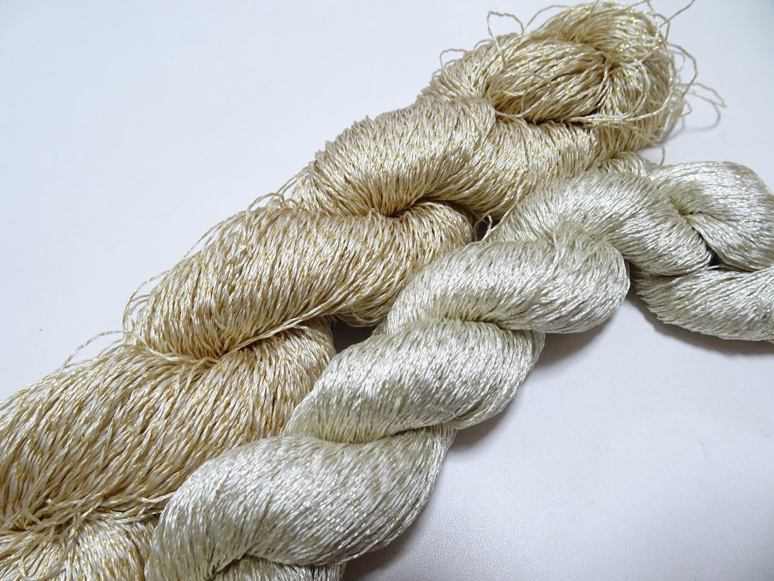 Japanese Vintage High Class Rare Silk Thread 2sets Mixture of Gold embroidery 14679