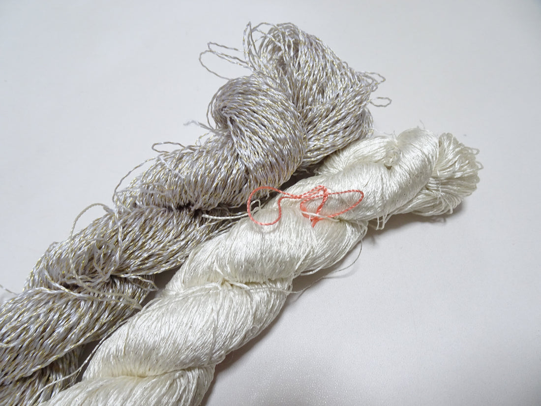 Japanese Vintage High Class Rare Silk Thread 2sets Mixture of Gold embroidery 14680