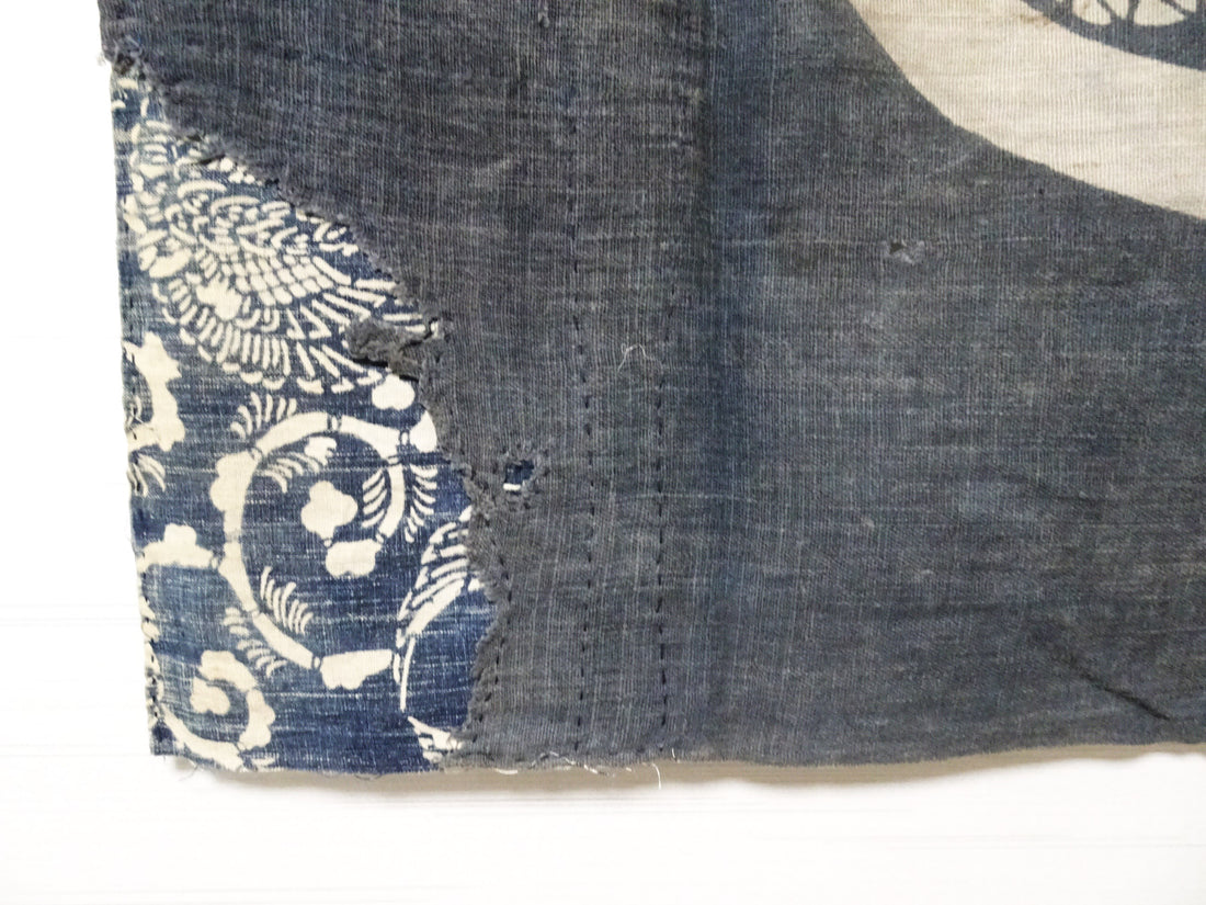 Tsutsugaki Boro Family Crest | Antique Japanese Indigo Textile 14516