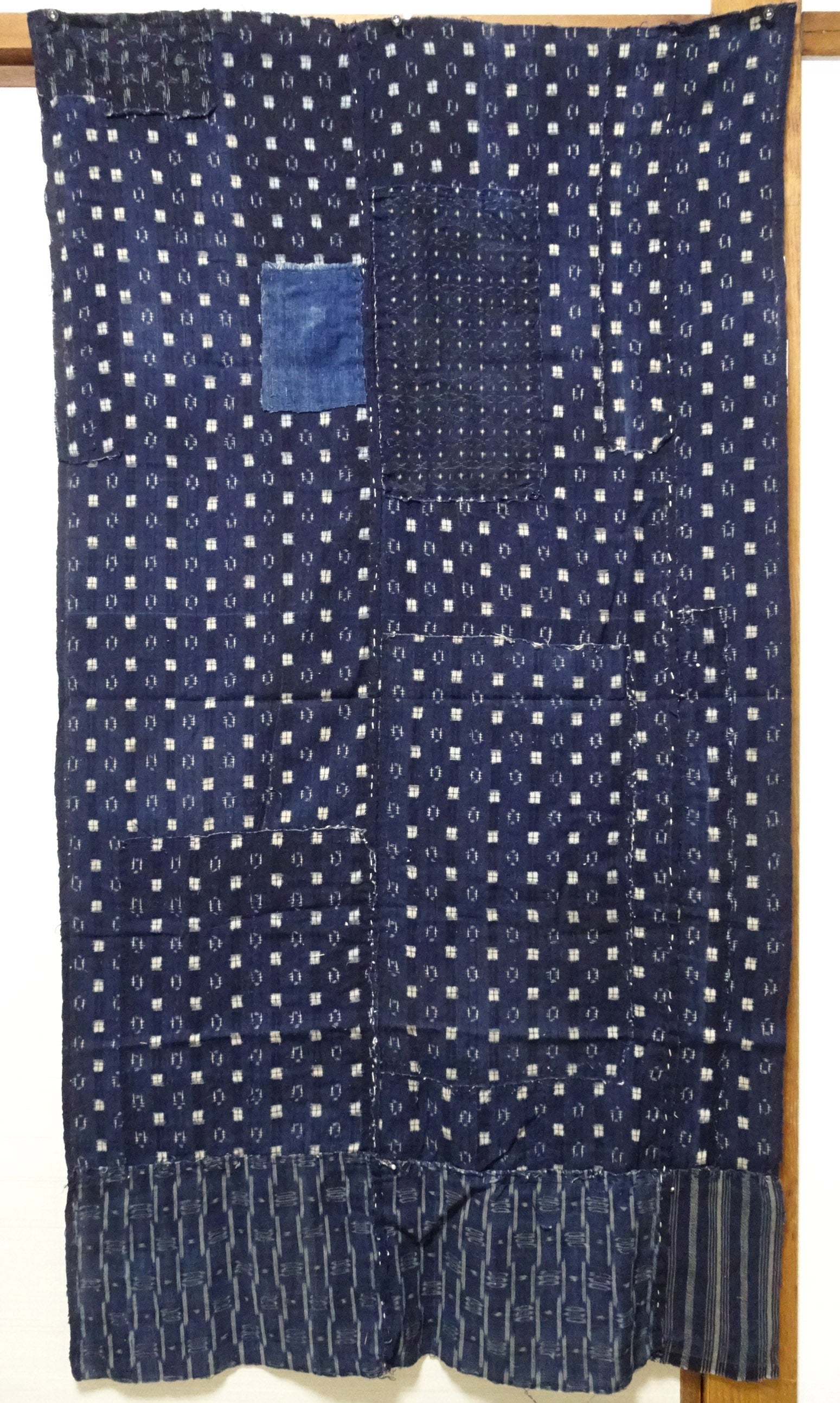 Antique Japanese Boro Kasuri Indigo Textile | Meiji Era Patchwork Fabric 14517
