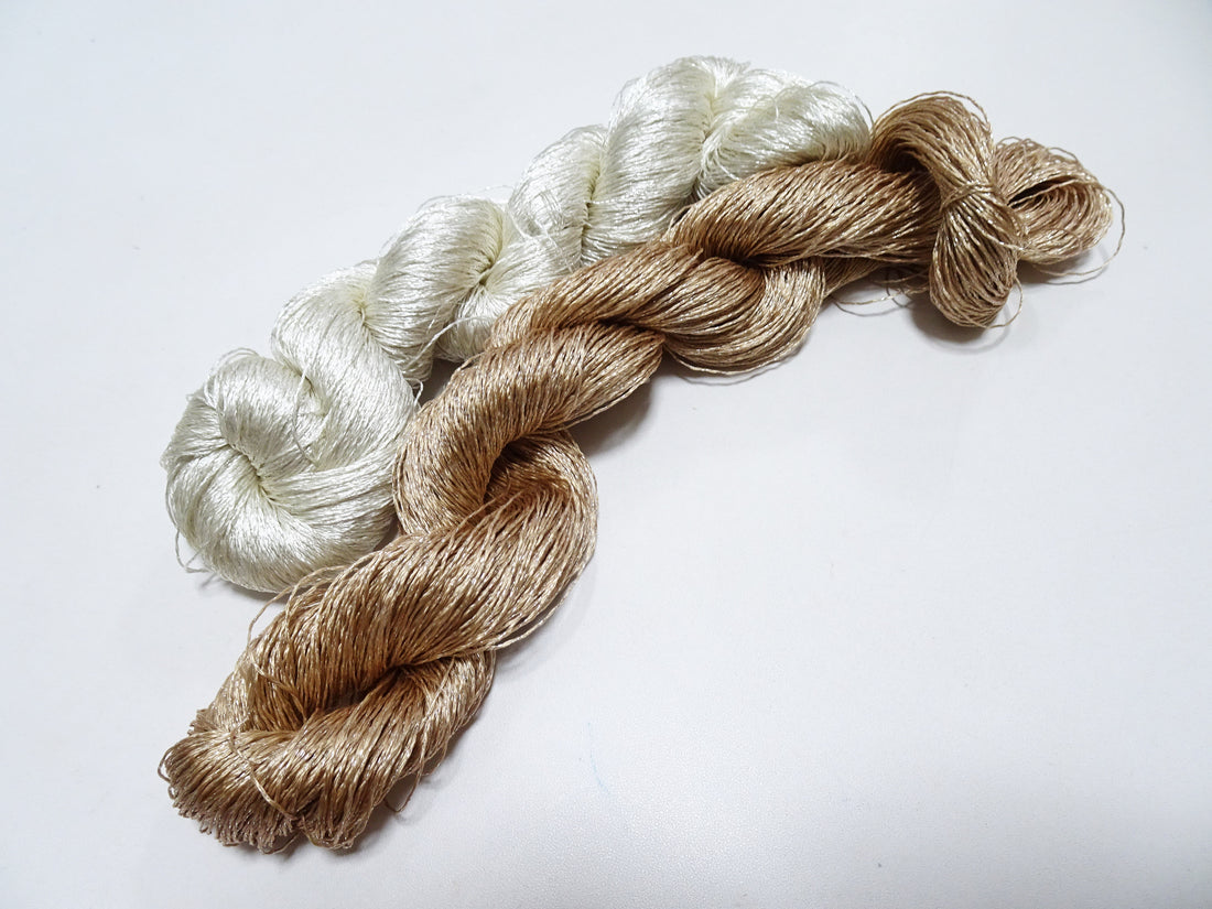 Japanese Vintage High Class Rare Silk Thread 2sets Mixture of Gold embroidery 14684
