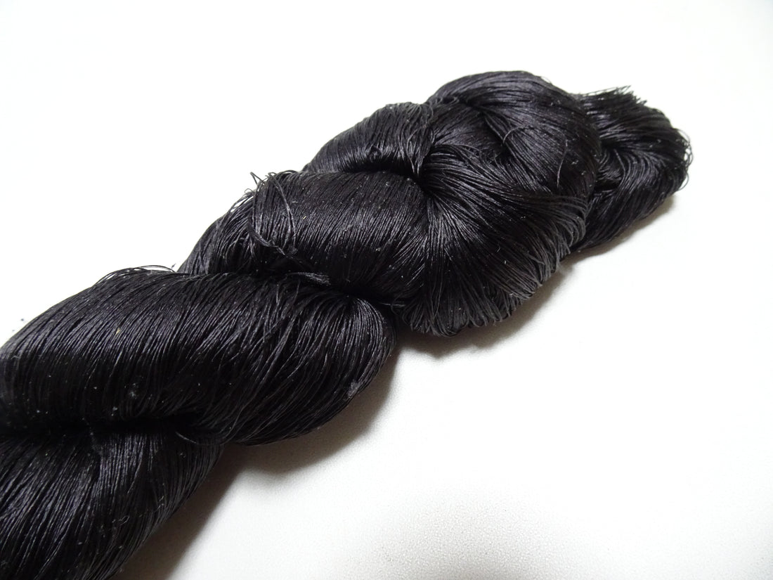 Japanese Vintage Loose Twisted Silk Thread Embroidery Black 19395