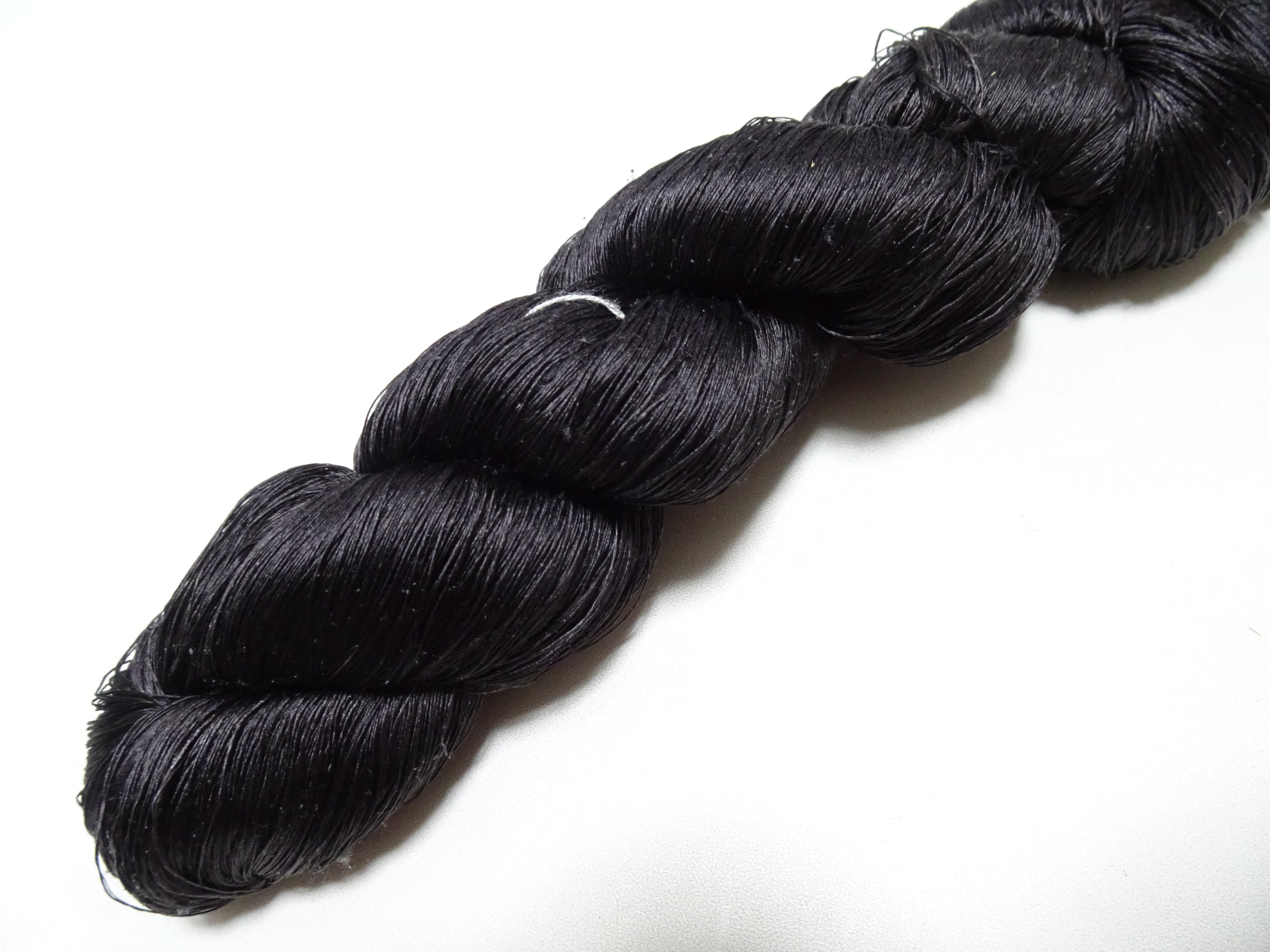 Japanese Vintage Loose Twisted Silk Thread Embroidery Black 19395