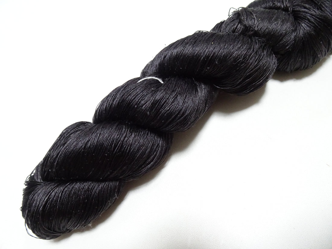 Japanese Vintage Loose Twisted Silk Thread Embroidery Black 19395
