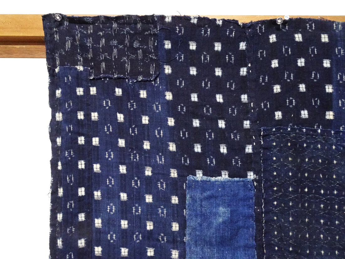 Antique Japanese Boro Kasuri Indigo Textile | Meiji Era Patchwork Fabric 14517