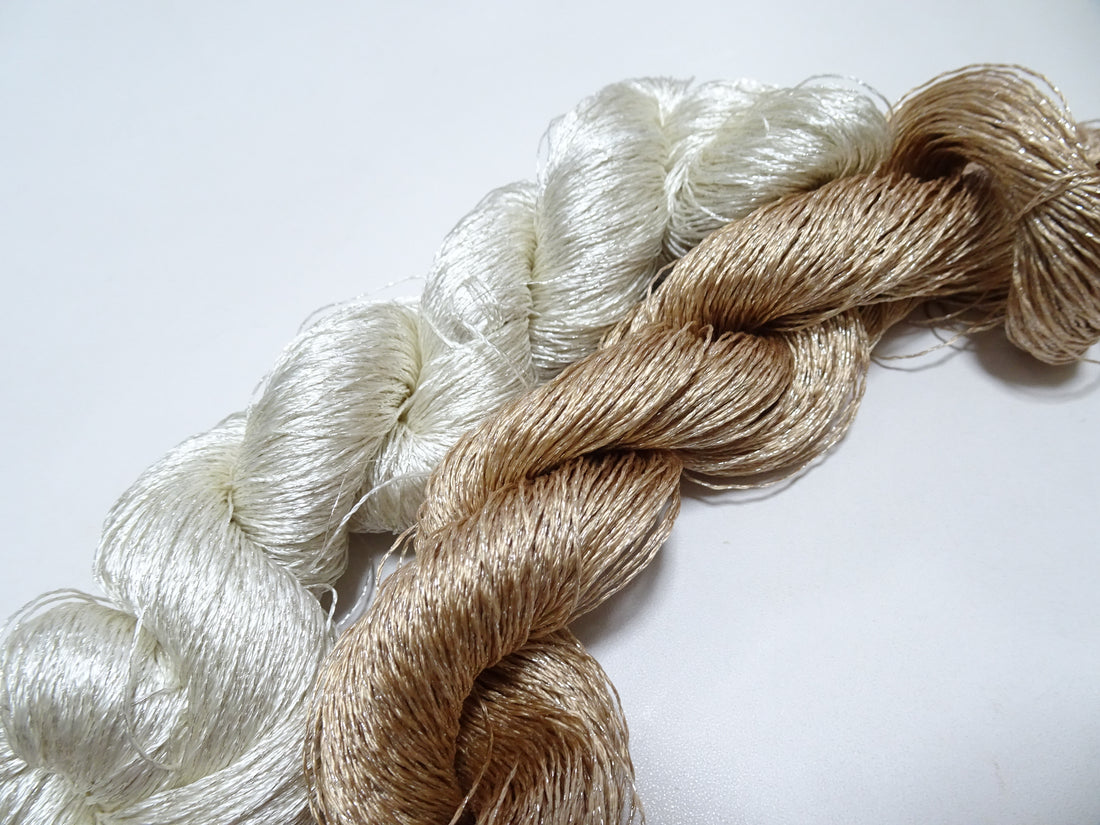 Japanese Vintage High Class Rare Silk Thread 2sets Mixture of Gold embroidery 14684