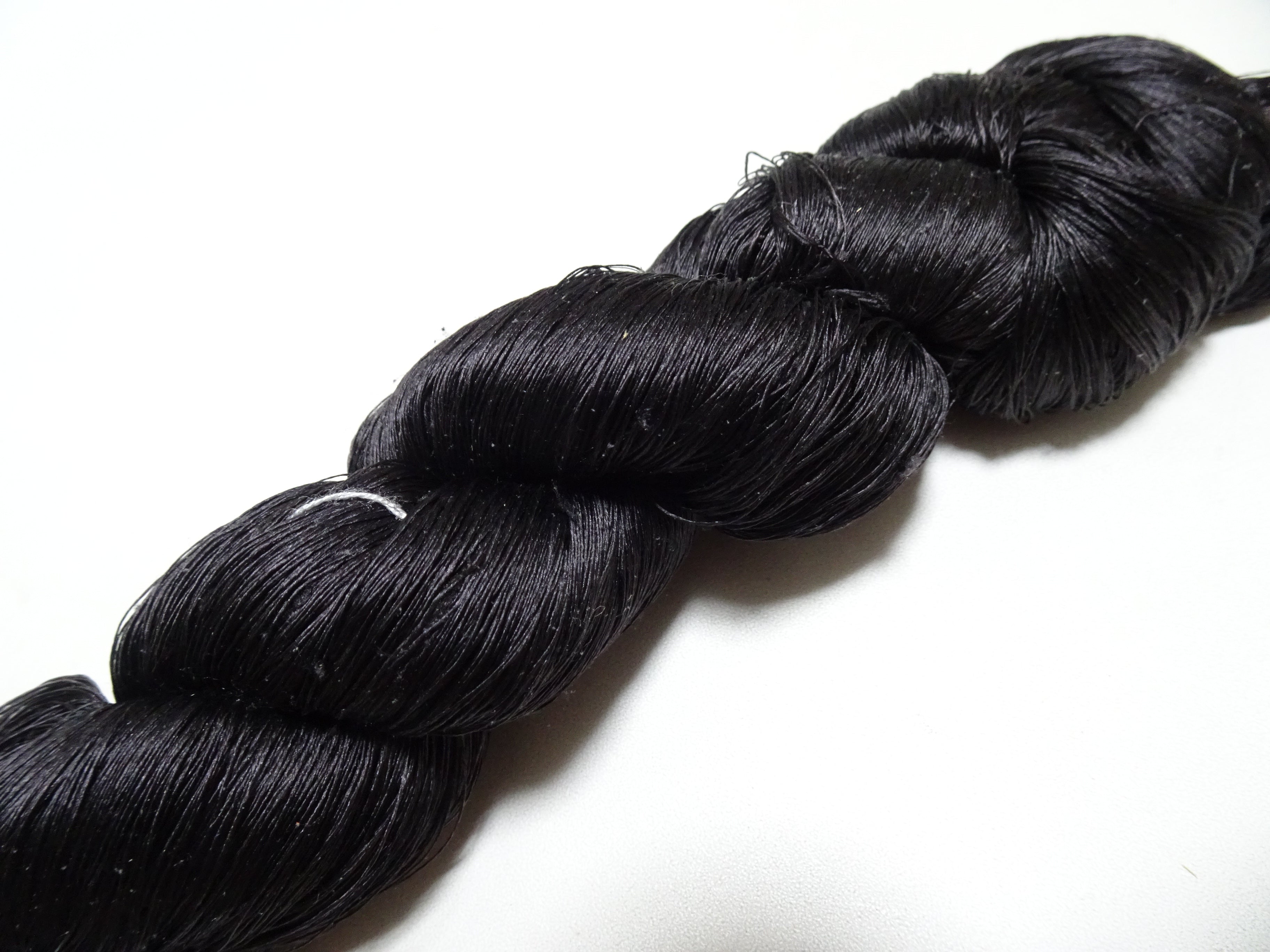 Japanese Vintage Loose Twisted Silk Thread Embroidery Black 19395