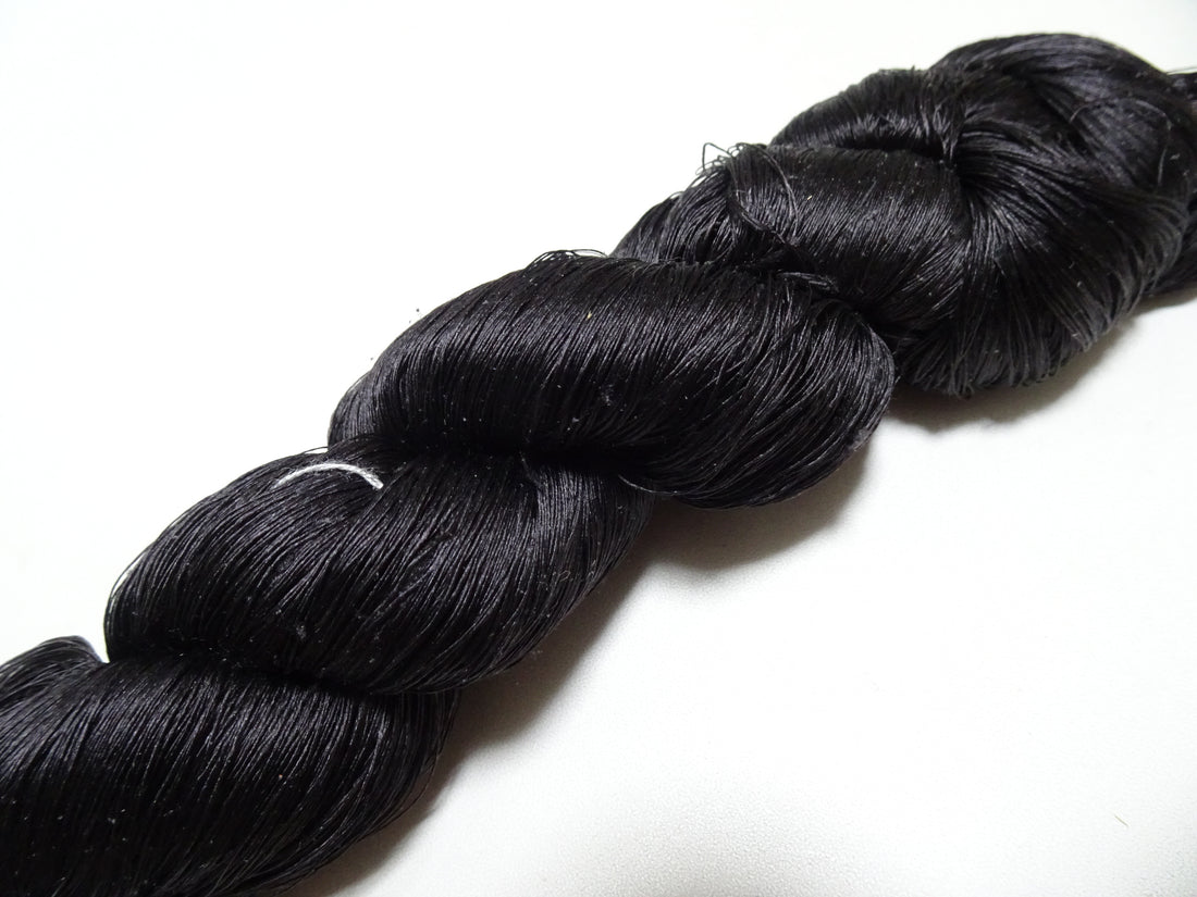Japanese Vintage Loose Twisted Silk Thread Embroidery Black 19395