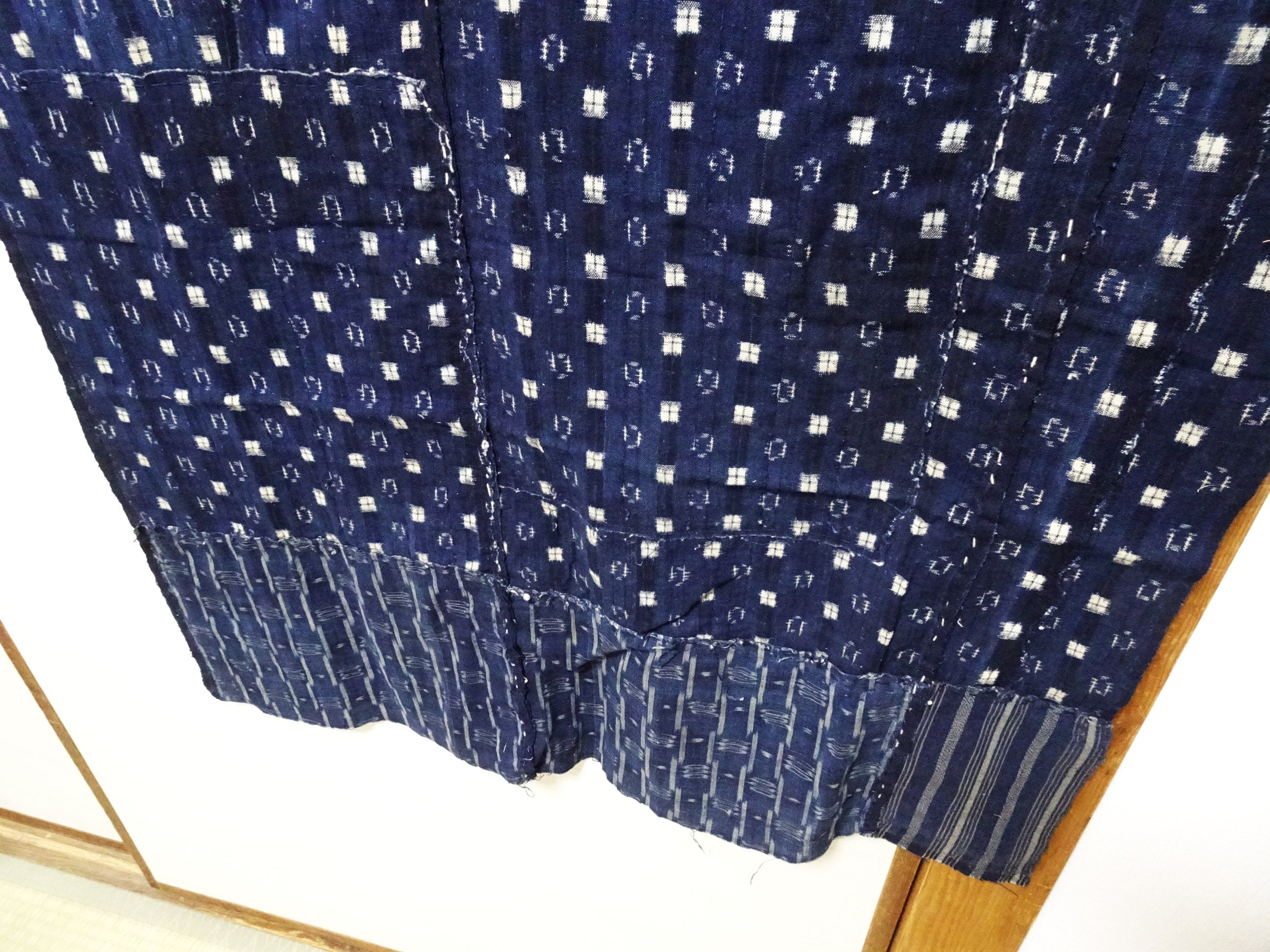 Antique Japanese Boro Kasuri Indigo Textile | Meiji Era Patchwork Fabric 14517