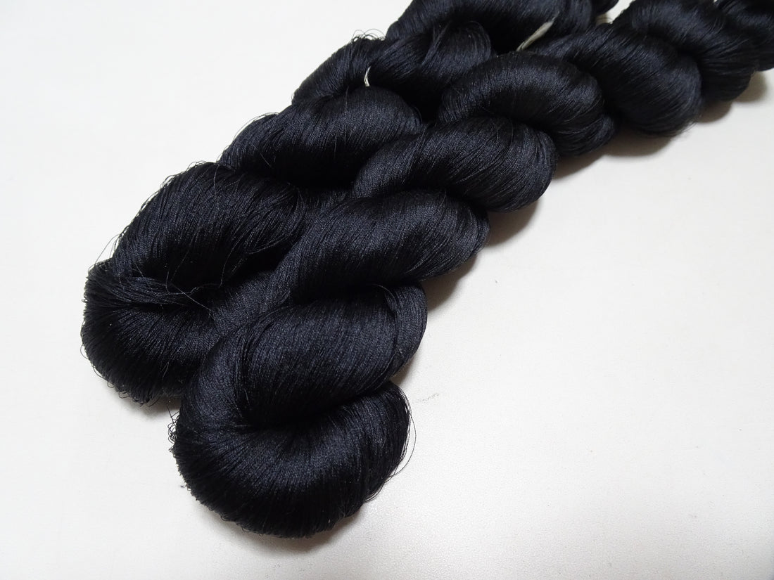 Japanese Vintage Twisted Silk Thread 2sets Black Embroidery 17421