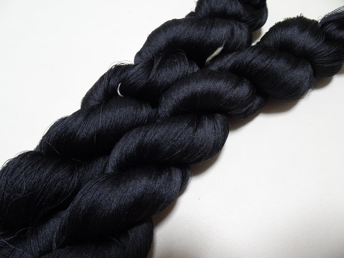 Japanese Vintage Twisted Silk Thread 2sets Black Embroidery 17421