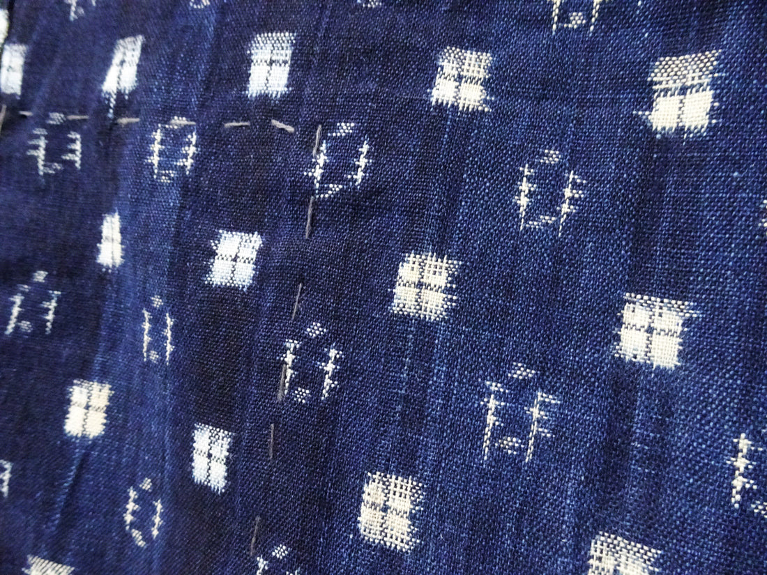 Antique Japanese Boro Kasuri Indigo Textile | Meiji Era Patchwork Fabric 14517