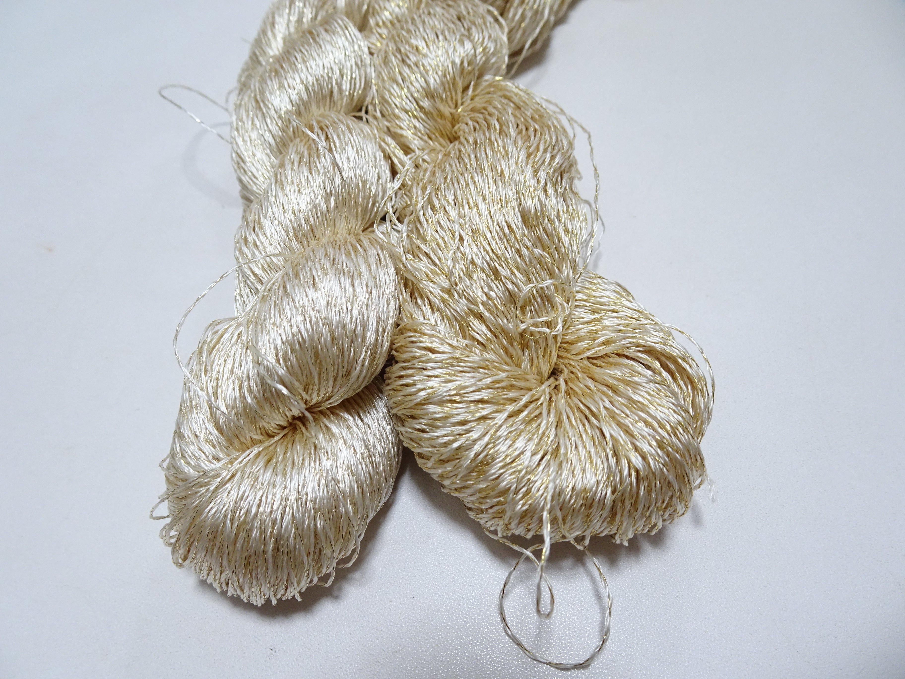 Japanese Vintage High Class Rare Silk Thread 2sets Mixture of Gold embroidery 14685