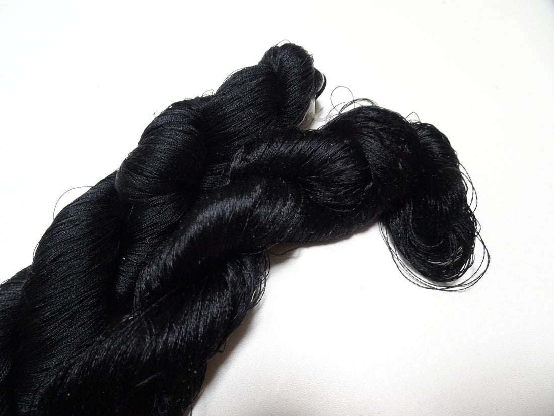 Japanese Vintage Twisted Silk Thread 2sets Black Embroidery 17422