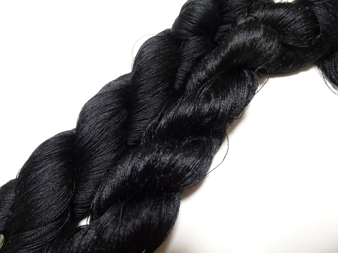 Japanese Vintage Twisted Silk Thread 2sets Black Embroidery 17422